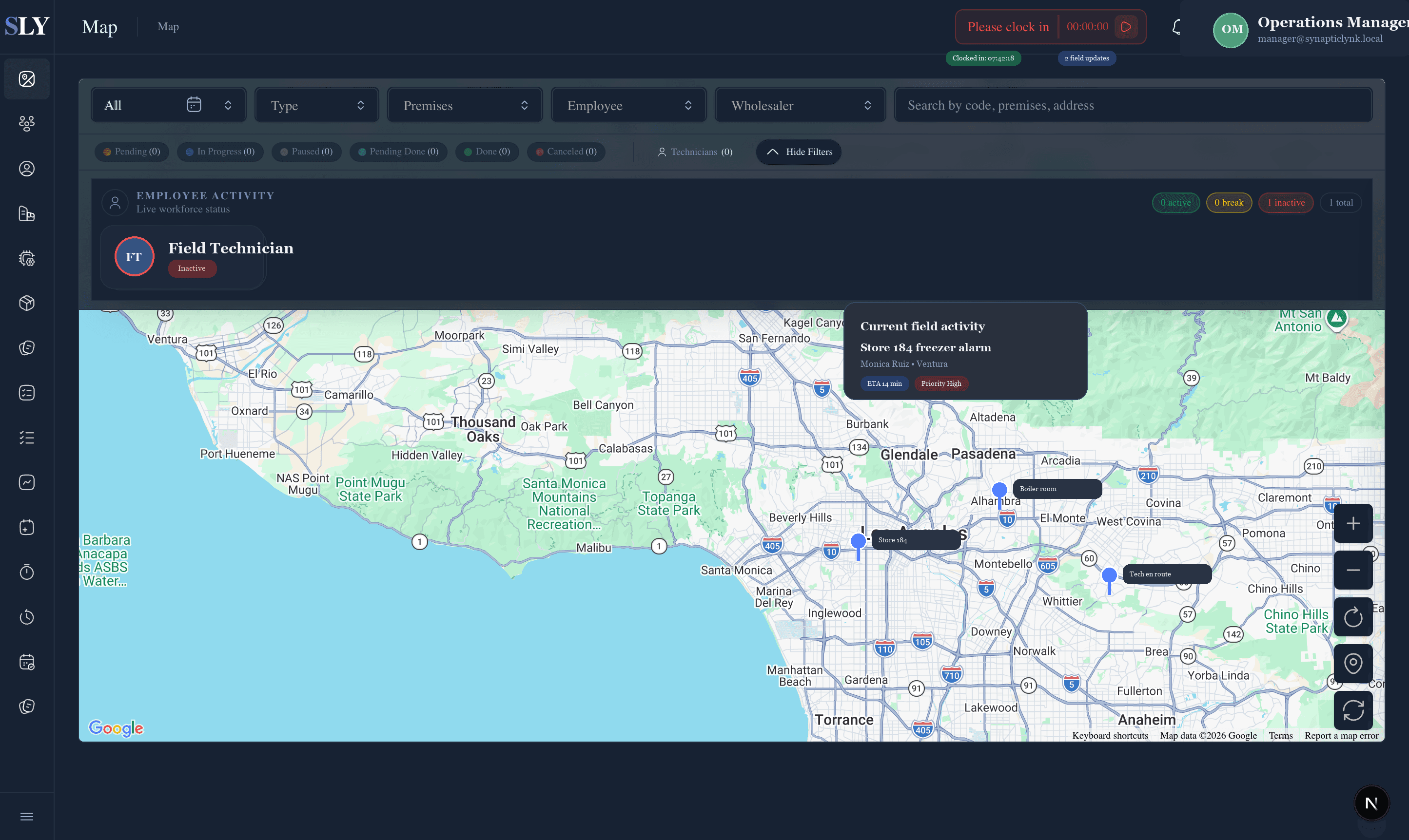 SynapticLYnk live field map workspace screenshot