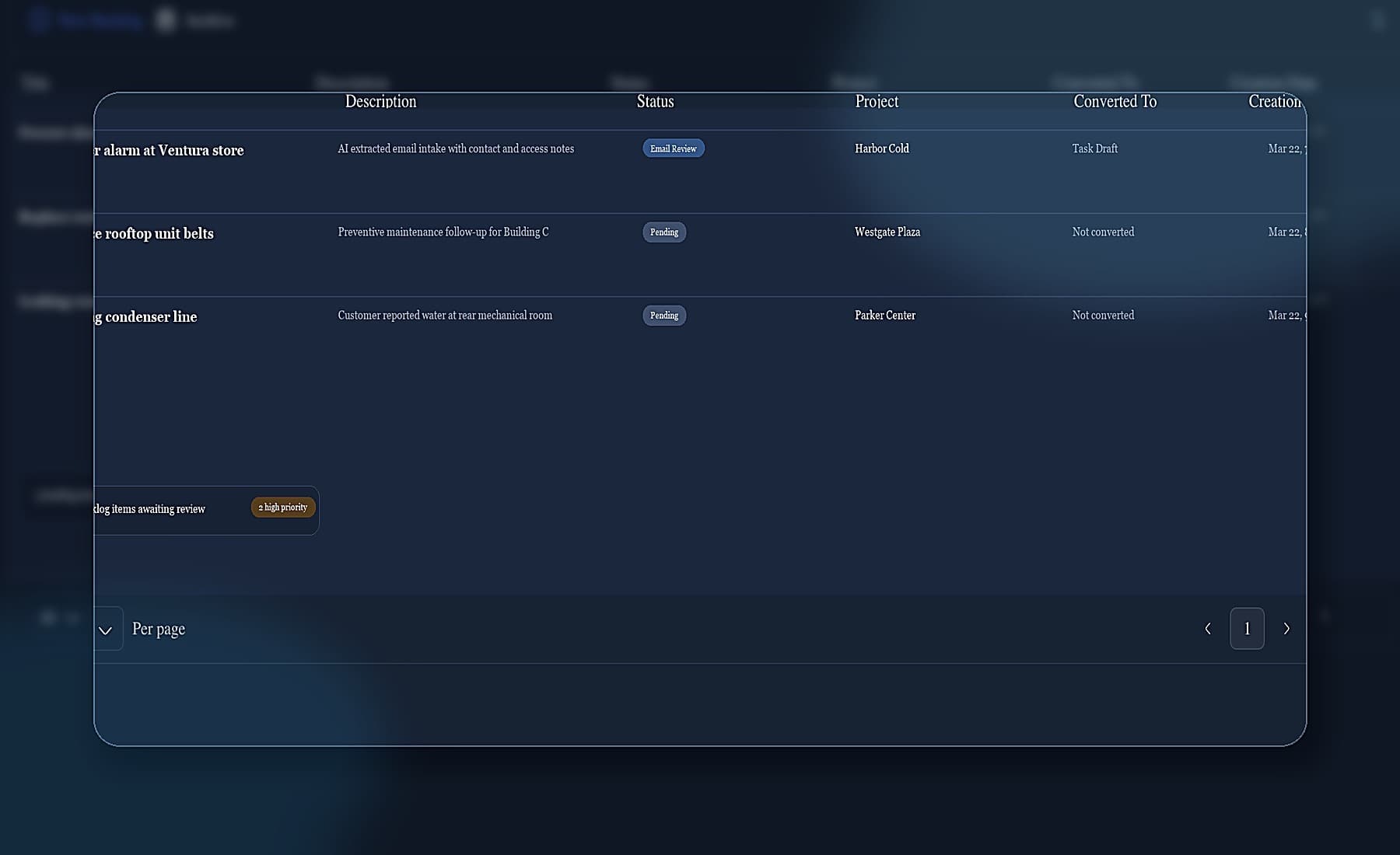 Contractor task management workspace in SynapticLYnk